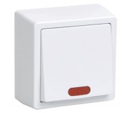 ВС20-1-1-ББ Выключатель одноклавишный со свет.инд. для открытой установки "БРИКС" цвет: белый