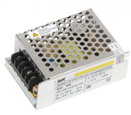 Драйвер LED ИПСН-PRO 25Вт 12 В блок - клеммы IP20 IEK